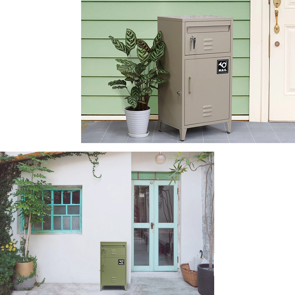 ポスト一体型宅配ボックス”No.01” 大容量 おしゃれ アメリカン スタイリッシュ 置き型 防錆加工