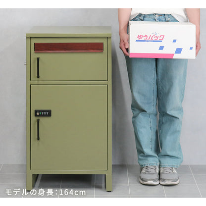 ポスト一体型宅配ボックス”No.02” 大容量 おしゃれ USビンテージ スタイリッシュ 置き型 防サビ