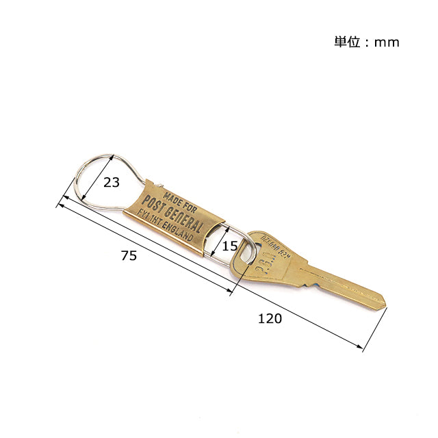 BRASS KEYHOLDER with VINTAGE KEY / ブラスキーホルダーウィズビンテージキー
