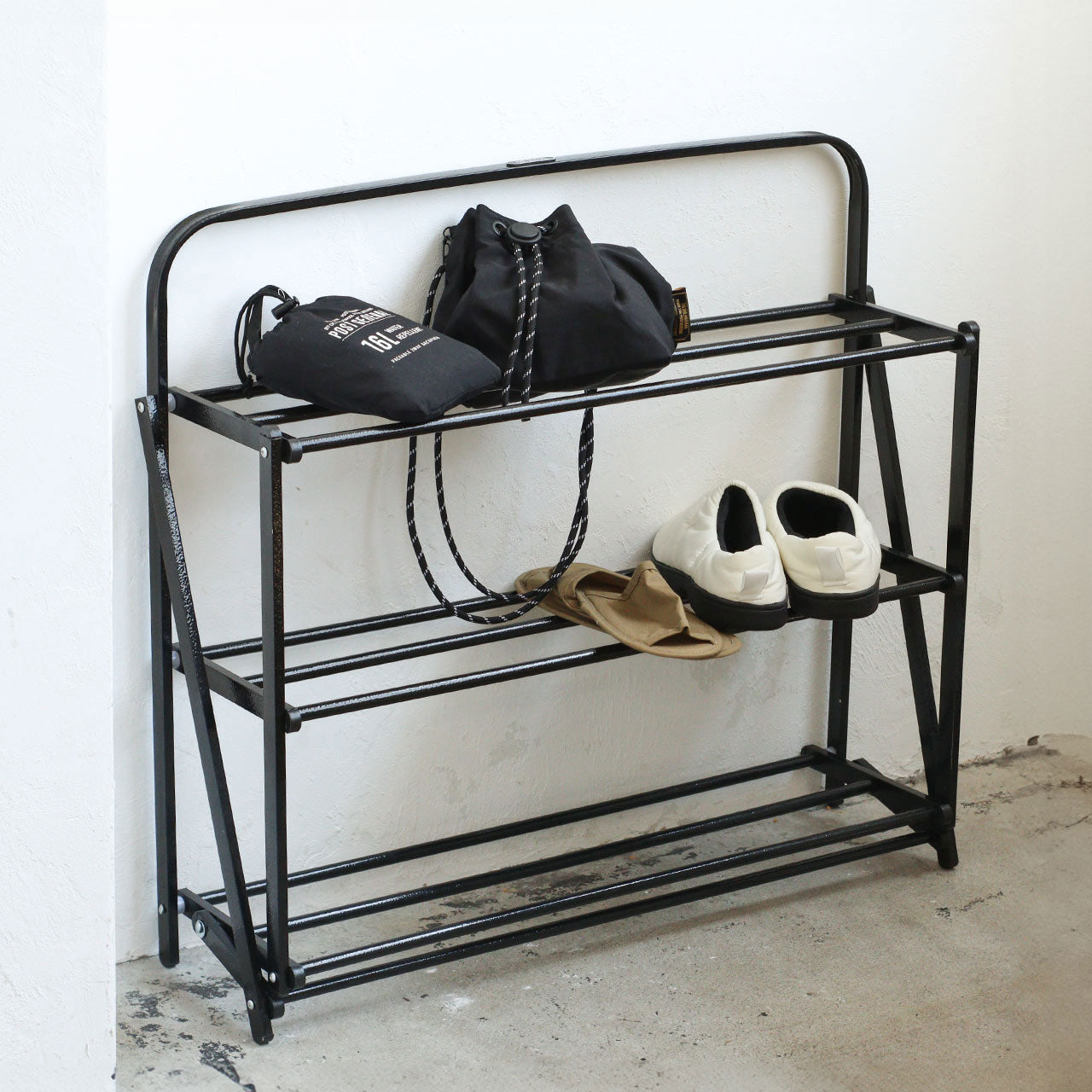 FOLDABLE SHOES RACK HAMMERTONE  / フォルダブルシューズラック ハンマートンBK