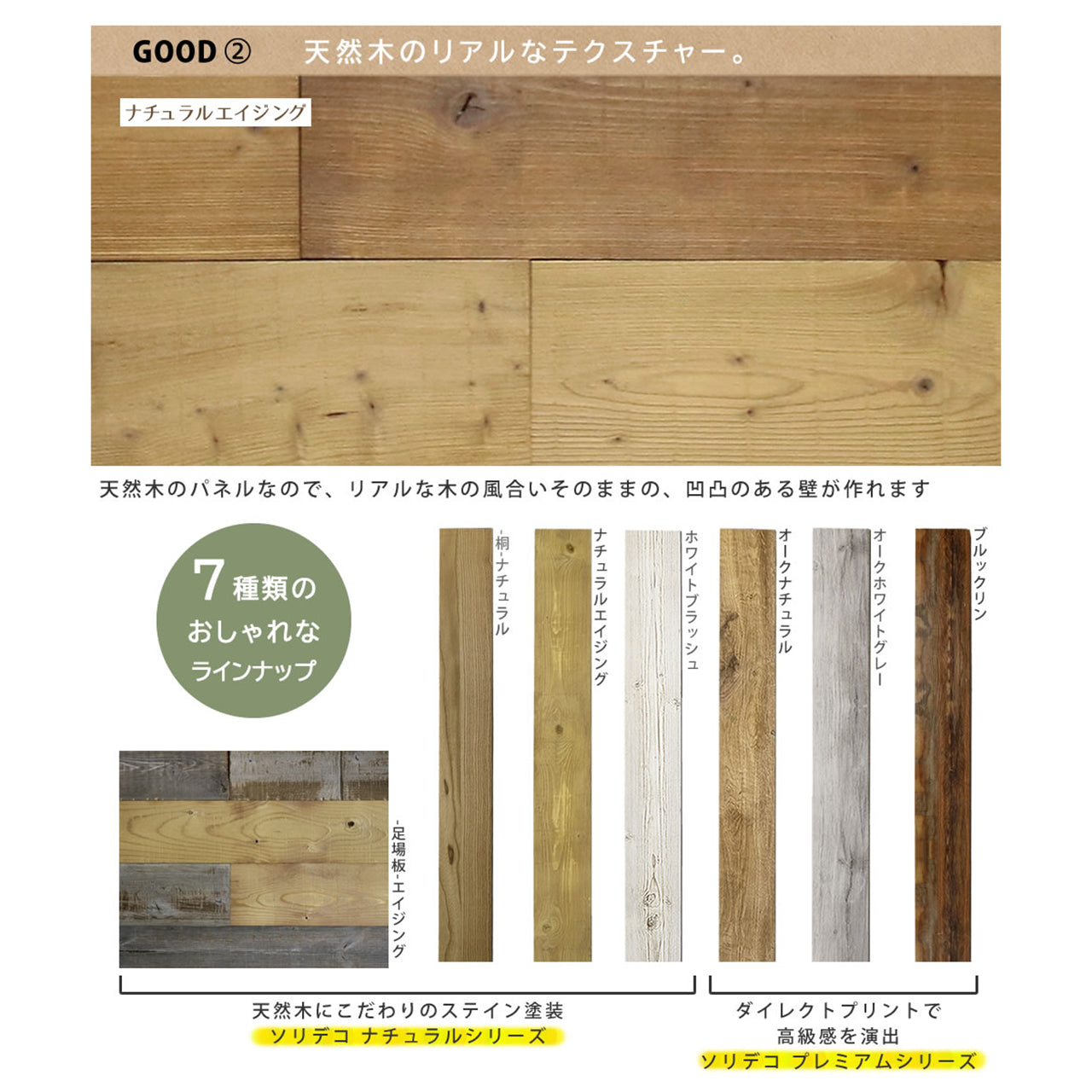 壁に貼れる天然木パネル　ナチュラルエイジング